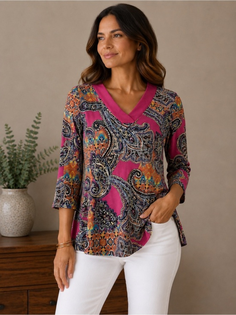 Lauren Ralph Lauren Top Paisley Pink Top Size S